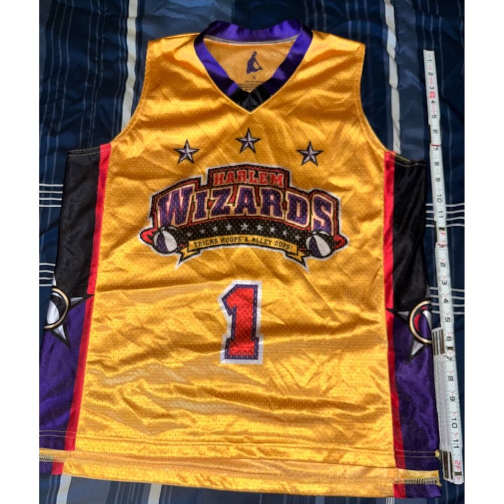 Harlem Wizards Yellow Basketball Jersey #1 Autographed by Team Players